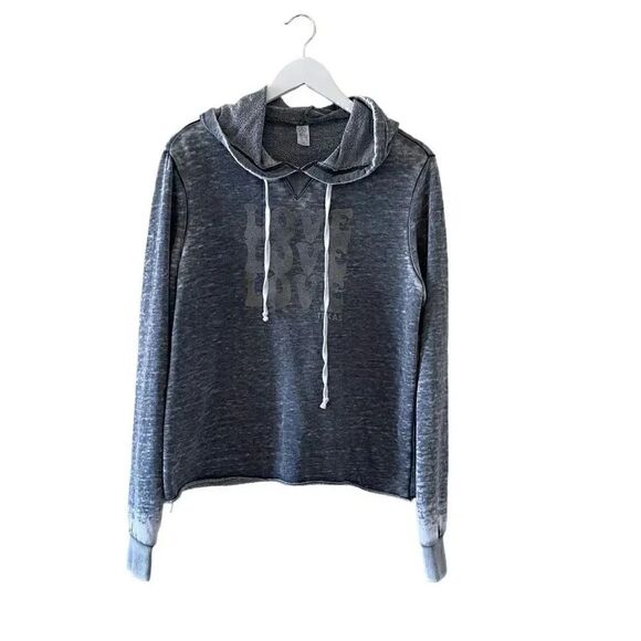 Alternative Apparel Burnout Boxy Hoodie  Cotton Blend Sweatshirt SZ S #1268 - Picture 1 of 14
